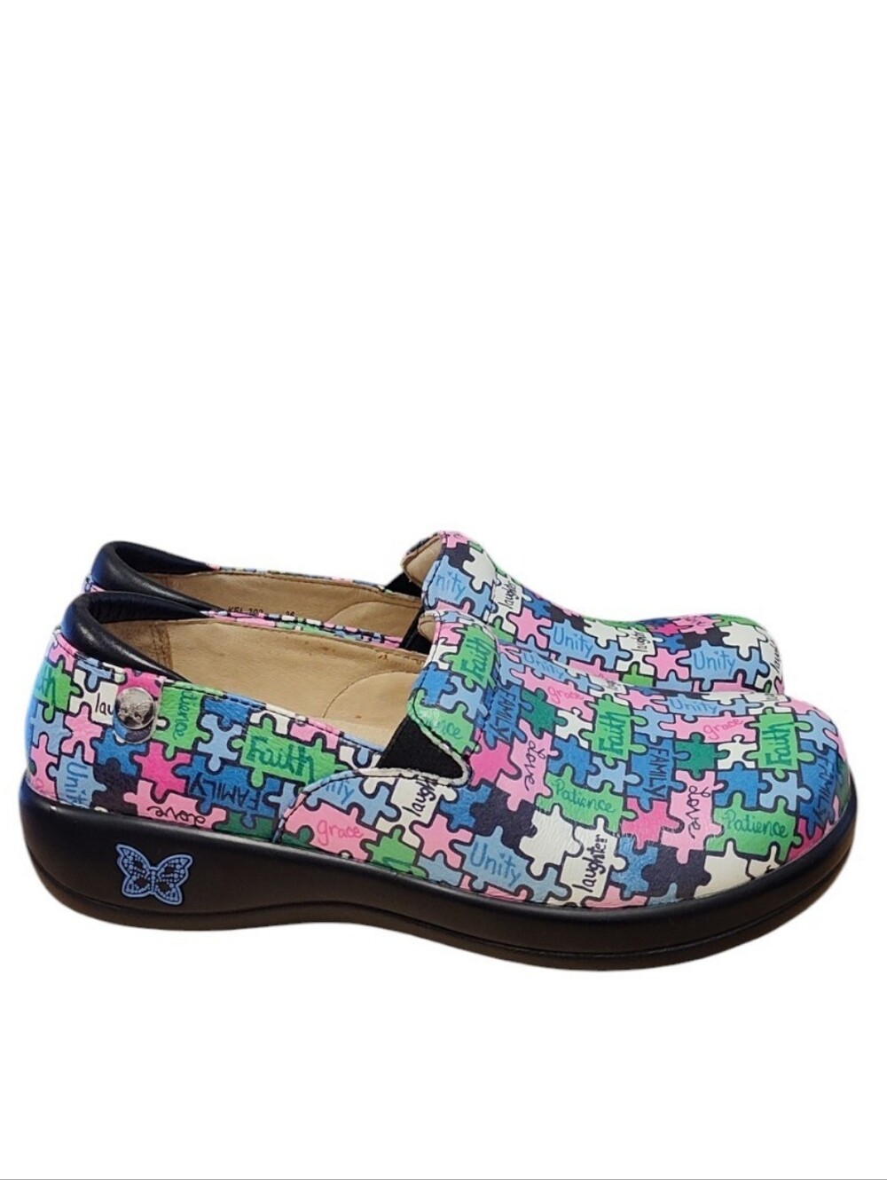 Alegria Keli Professional Clogs – Colorful Puzzle Print Clog | EU 37 / US 7–7.5